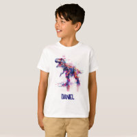 Futuristic Glitch T-Rex Dinosaur With Kids Name