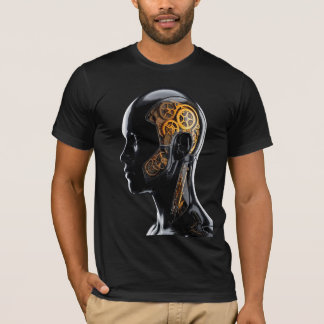 Futuristic Golden Clockwork Cyborg Neo Deco T-Shirt