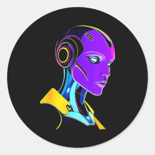 Futuristic Graphic Design Robot 1  Classic Round Sticker