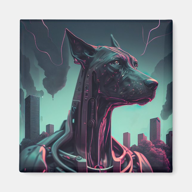 Futuristic Great Dane The Robotic Companion Magnet (Front)