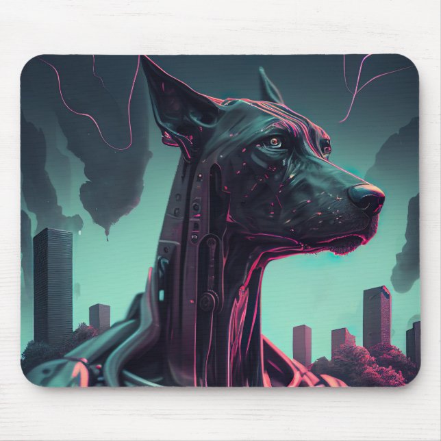 Futuristic Great Dane The Robotic Companion Mouse Pad (Front)