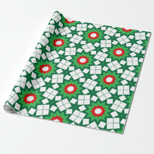 Futuristic Green Christmas Stars Wrapping Paper