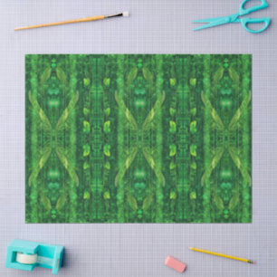 Futuristic green leafy abstract pattern tissue paper
