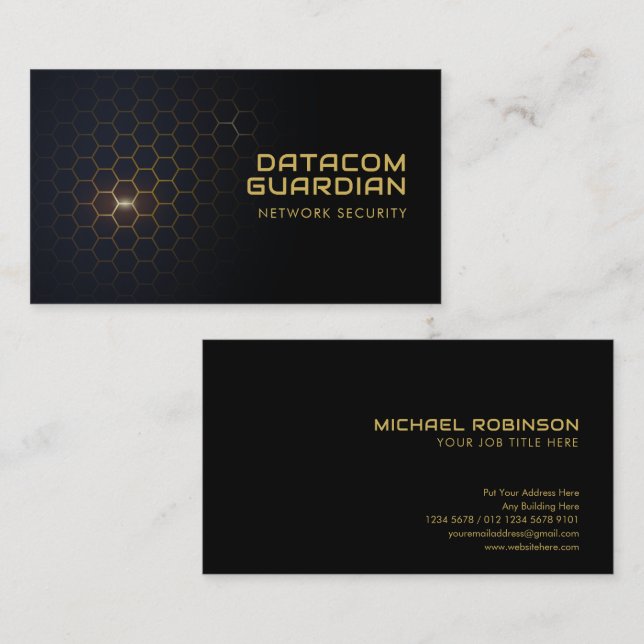 Futuristic Hexagonal Pattern Hitech | Modern Business Card (Front/Back)