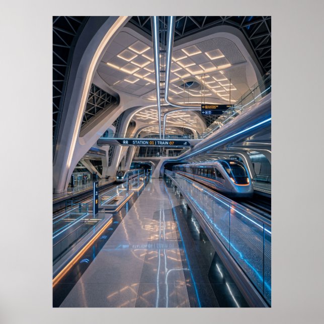 Futuristic High-Speed Train Station Poster (Front)