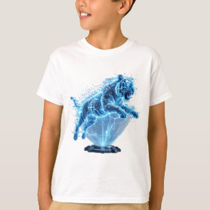 Futuristic Holographic Tiger in Sci-Fi Tech  T-Shirt