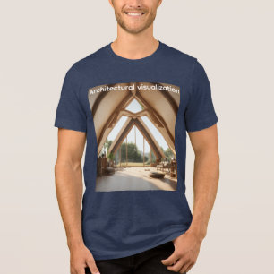 Futuristic House Under Construction with Geometric Tri-Blend Shirt