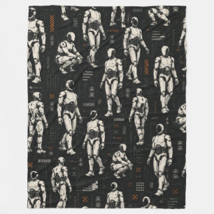 Futuristic Humanoid Robot   AI Android Sci-Fi Art Fleece Blanket