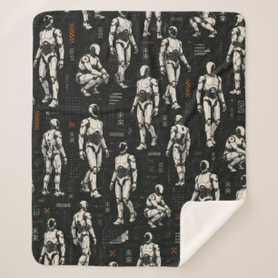 Futuristic Humanoid Robot   AI Android Sci-Fi Art Sherpa Blanket