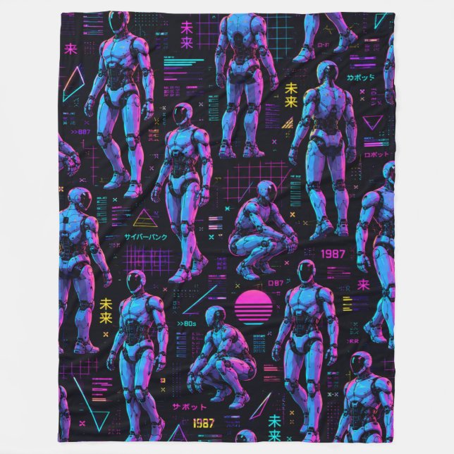 Futuristic Humanoid Robot Art | AI Android Sci-Fi  Fleece Blanket (Front)