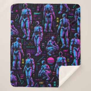 Futuristic Humanoid Robot Art AI Android Sci-Fi Sherpa Blanket