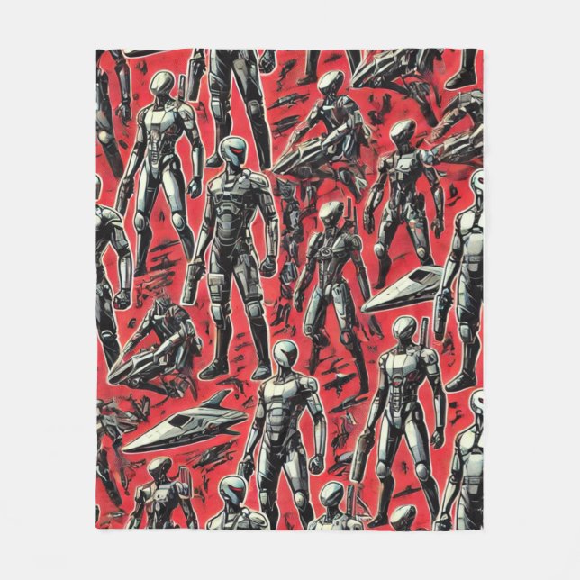 Futuristic Humanoid Robot Pattern | AI Robotics Sc Fleece Blanket (Front)