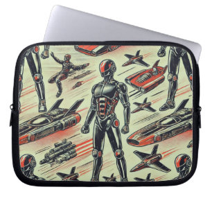 Futuristic Humanoid Robot Pattern AI Robotics Sc Laptop Sleeve