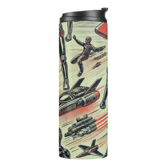Futuristic Humanoid Robot Pattern | AI Robotics Sc Thermal Tumbler (Rotated Left)
