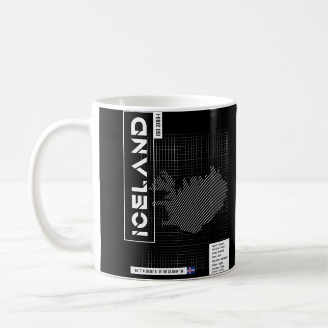 Futuristic Iceland Shape Map Coffee Mug (Left)