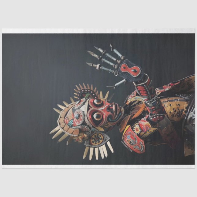 Futuristic Indian Chief Robotic Decoupage  Tissue Paper (Front)