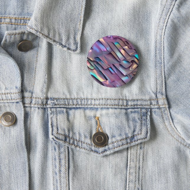 Futuristic iridescent/abstract holographic  2 inch round button (In Situ)