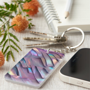 Futuristic iridescent/abstract holographic keychain