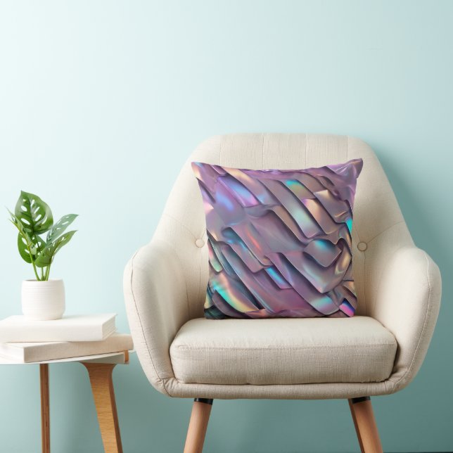 Futuristic iridescent/abstract holographic  throw pillow (Chair)