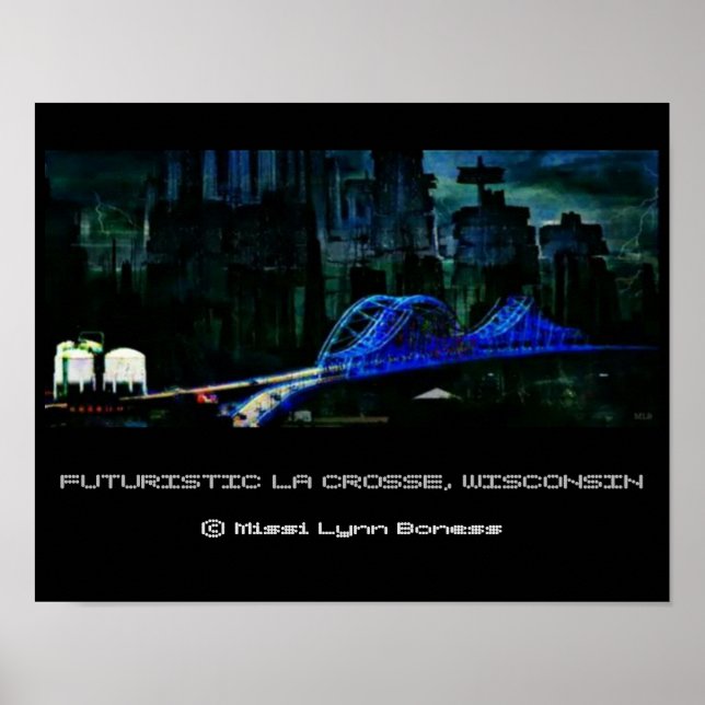 Futuristic La Crosse Wisconsin Poster (Front)