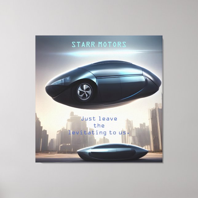 Futuristic Levitating Car Ad Canvas Print (Front)