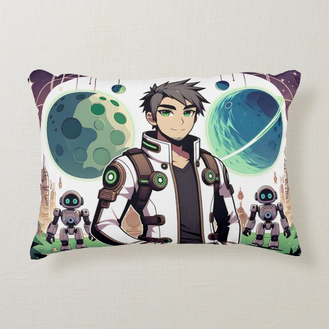 Futuristic Man Accent Pillow (Front)