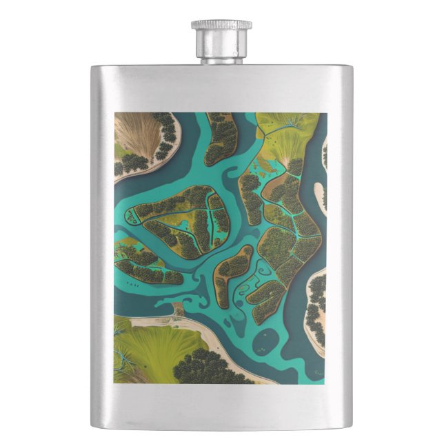 Futuristic Marshlands Hip Flask (Front)