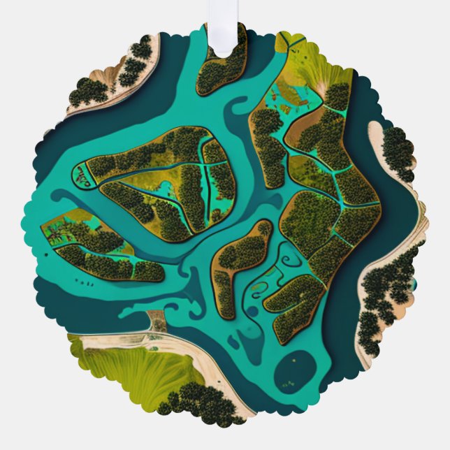 Futuristic Marshlands Ornament Card (Front)