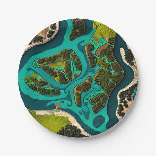 Futuristic Marshlands Paper Plate