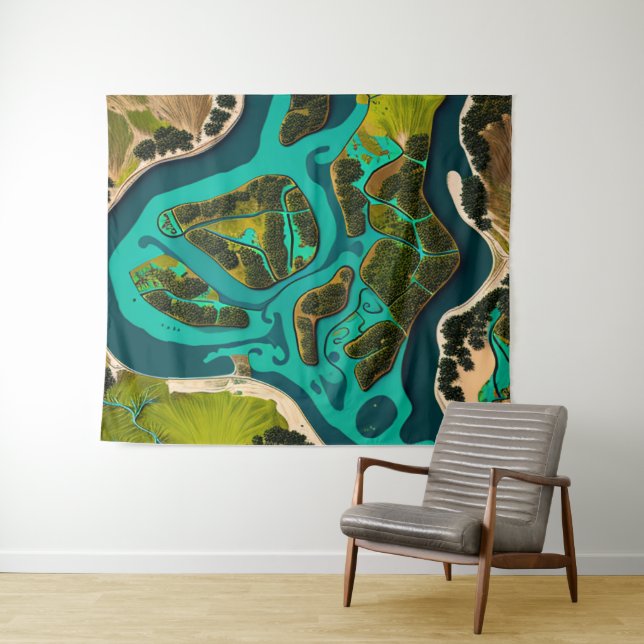 Futuristic Marshlands Tapestry (In Situ (Horizontal))