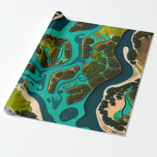 Futuristic Marshlands Wrapping Paper