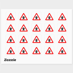 Futuristic Medical Bot Caution Sign Square Sticker
