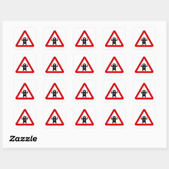 Futuristic Medical Bot Caution Sign Square Sticker (Creator Uploaded)