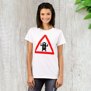 Futuristic Medical Bot Caution Sign T-Shirt