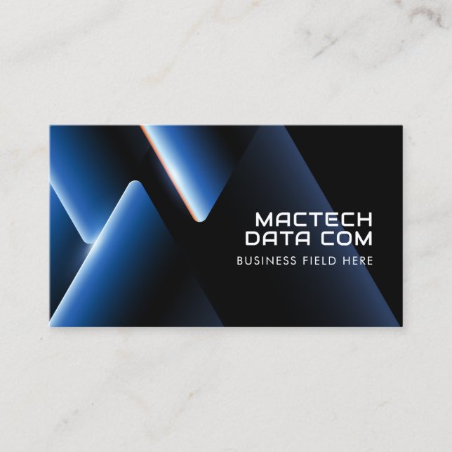 Futuristic Metal Chrome Triangles | Modern Business Card (Front)