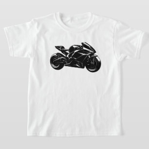 Futuristic Motorcycle Black White Vector  T-Shirt