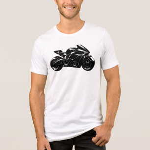 Futuristic Motorcycle Black White Vector Tri-Blend Shirt