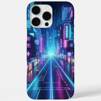 futuristic neon cityscape iPhone 16 pro max case