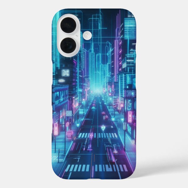 futuristic neon cityscape Case-Mate iPhone case (Back)