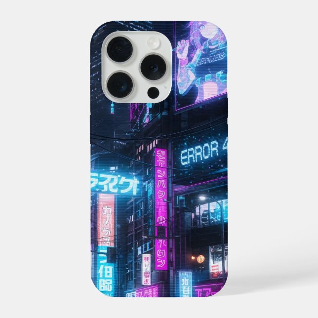 Futuristic Neon Cyberpunk Glitch Anime Case (Back)