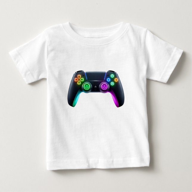 Futuristic Neon Gaming Controller Logo T-Shirt (Front)