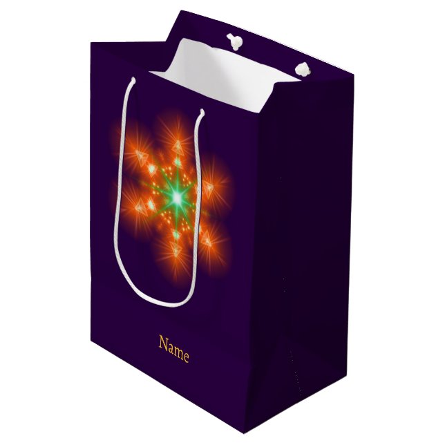 Futuristic Neon Glow Flower Graphic Medium Gift Bag (Front Angled)