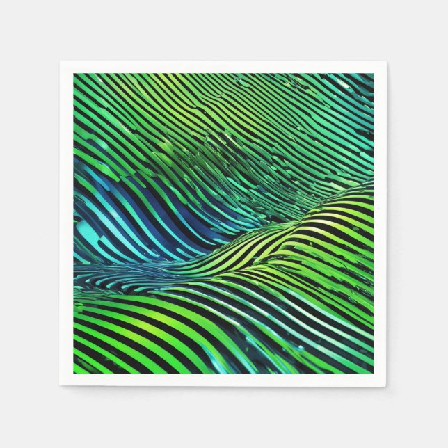 Futuristic Neon Green Stripes  Napkin (Front)