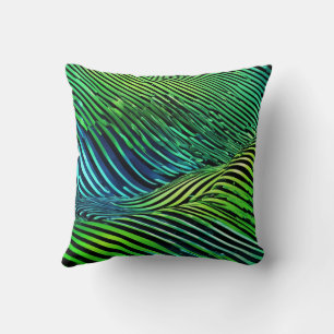 Futuristic Neon Green Stripes Throw Pillow