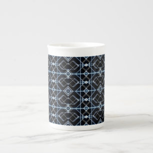 Futuristic Neon Grid Pattern Bone China Mug