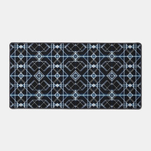 Futuristic Neon Grid Pattern Desk Mat