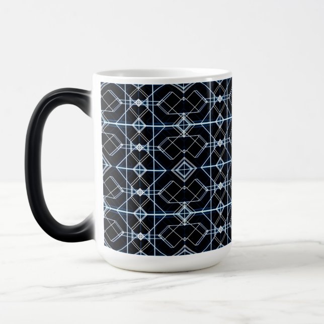 Futuristic Neon Grid Pattern Magic Mug (Left)
