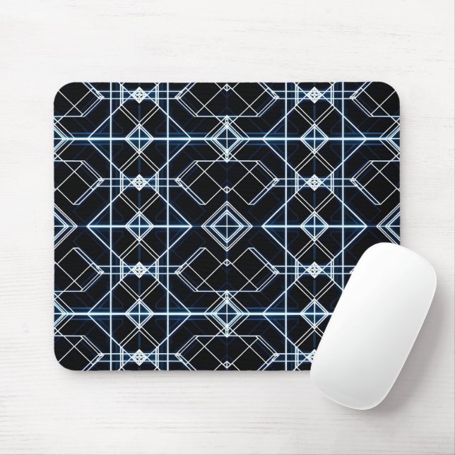 Futuristic Neon Grid Pattern Mouse Pad (With Mouse)