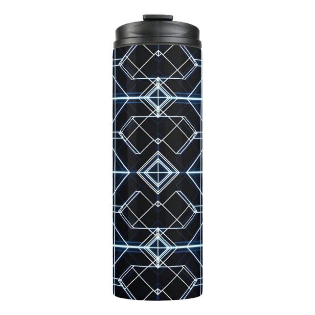 Futuristic Neon Grid Pattern Thermal Tumbler (Front)
