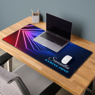 Futuristic Neon light Room With Led Lights Desk Ma Desk Mat